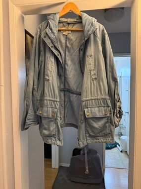 Michael Kors Light Blue Hooded Field Jacket
